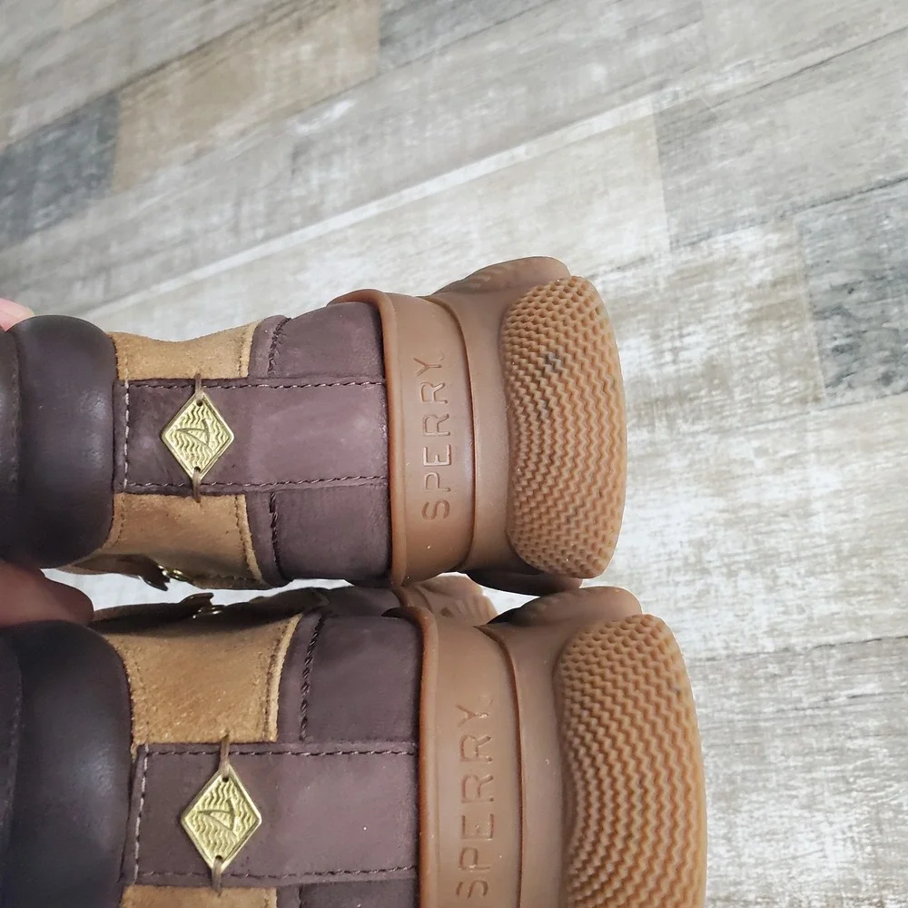 Sperry The Summit Womens‎ Rain Boot Sz 8 Brown Waterproof Lace Up Round Toe
